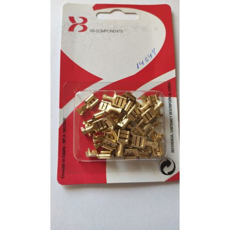 Blister con 35 terminali Faston femmina da 6,3 mm senza isolamento 53-14648-00