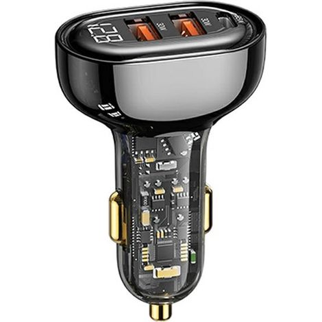 Caricabatterie da auto USAMS da 125 W con ricarica rapida, 2 porte USB + 1 porta USB-C, colore nero. (1/5)