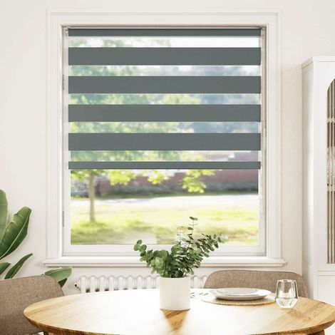 Maison Exclusive - Estor cebra gris oscuro 100x100cm tejido ancho