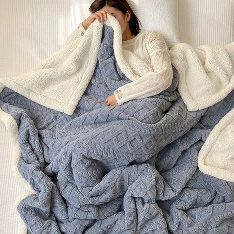 1 pièce Couverture polaire Sherpa, 150x200 cm, douce et chauffante, double face velours/fausse laine, pour canapé ou lit