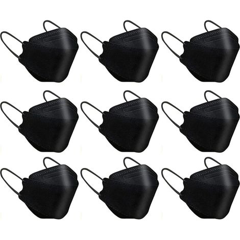 Lot de 200 masques de protection noirs KF94 pour adultes (hommes et femmes), usage domestique et professionnel. (1/5)
