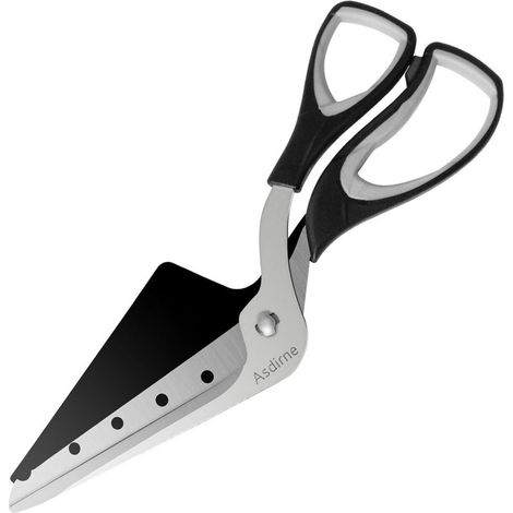 Pizza scissors, stainless steel blade, integrated peel, soft handle, kitchen 27 cm black grey (1/5)