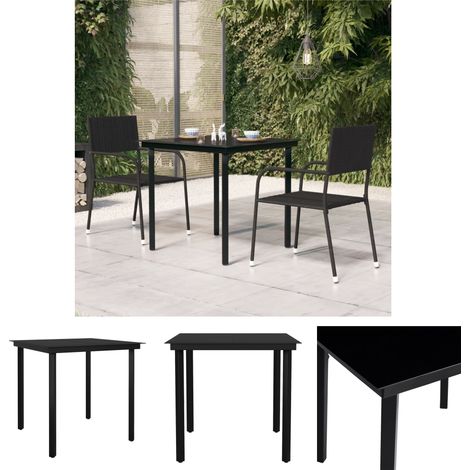 Stahl und Glas - vidaXL Garten-Esstisch Schwarz 80x80x74 cm Stahl und Glas - Gartenmöbel (1/5)