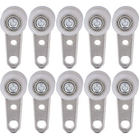 Bloc de roulement en Nylon et acier inoxydable, 10 pièces, avec 2 roues, diamètre 19mm, longueur 44mm, pour porte coulissante (1/5)