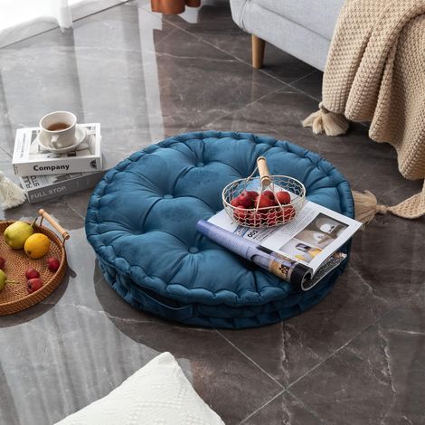 Coussin de sol rond JeiibrZui - 60 cm - 1 pièce - Coussin de méditation doux pour salon, chambre et yoga - Rose (1/5)