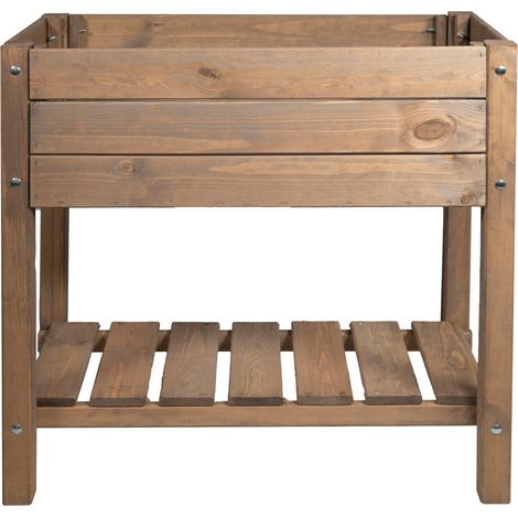 mgc24 Hochbeet Massiv S 79x40x78cm Kiefernholz dunkelbraun
