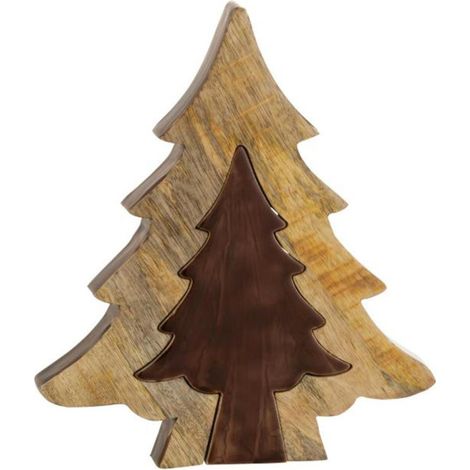 Sapin de Noël à Poser "Puzzle" 30cm Marron & Naturel (1/4)