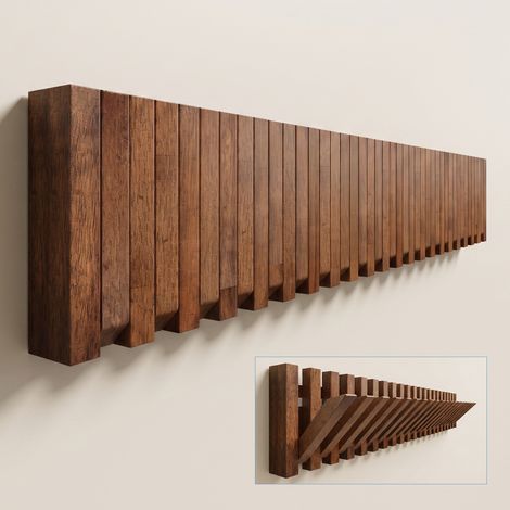 doporro Garderobenhaken, Kleiderhaken Wand mit 21 Haken für Jacken, Garderobenleiste für Flur und Garderobe, moderne Wandgarderobe aus Holz, Wallnuss