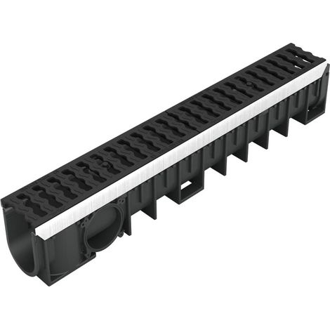 Nicoll – Caniveau de voirie 1m – Grille fonte C250 – Profondeur 2 cm – Largeur 100 mm – Acier galvanisé – Résiste au gel et aux sels de déverglacage