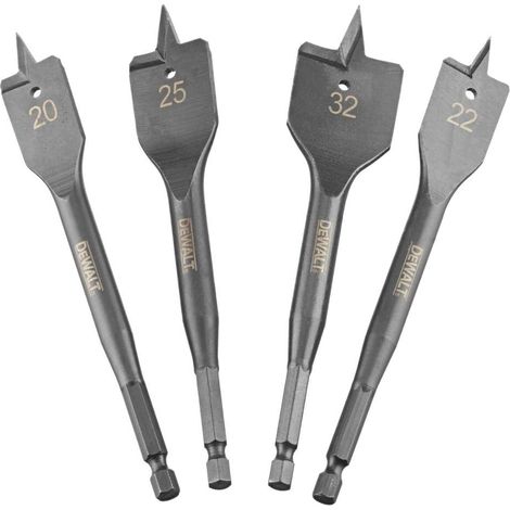 DeWalt DT4797-QZ, Juego de 4 fresas para madera, Dimensiones 20/22/25/32 mm, Mango de acero para una optima durabilidad y vida útil, Uso en madera dura y con clavos, blanda de construcción (1/2)