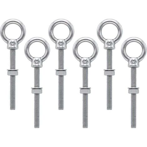 Boulons à oeil M6 x 60 mm Vis à Anneau M6 avec filetage métrique en acier inoxydable pour Fixation et Suspension, 6 pièces (1/4)
