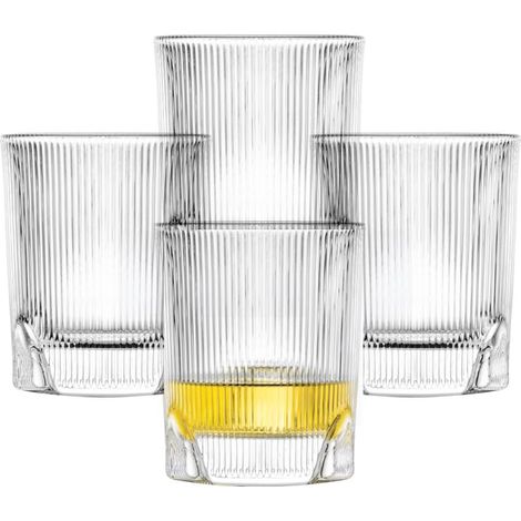 SCHOTT ZWIESEL Bicchieri da whisky Fave (set da 4), eleganti bicchieri da whisky con rilievo, bicchieri in cristallo lavabili in lavastoviglie (art. 124303) (1/5)