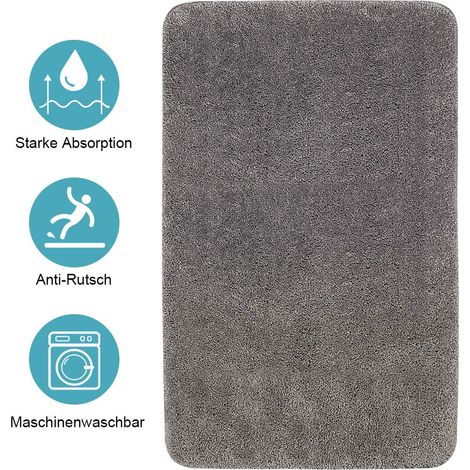 MINKUROW Alfombrilla De Baño, Alfombra De Baño 50x80cm Alfombrilla De Baño Gris Alfombrillas De Baño Antideslizantes, Textil Suave Y Esponjoso, Material Tpr Lavable En La Parte Inferior, Alfombrilla D (1/5)