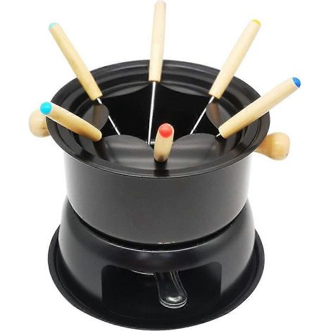 Mini acier inoxydable Fondue pot lot fromage chocolat Fondue 6 Dipping (1/5)