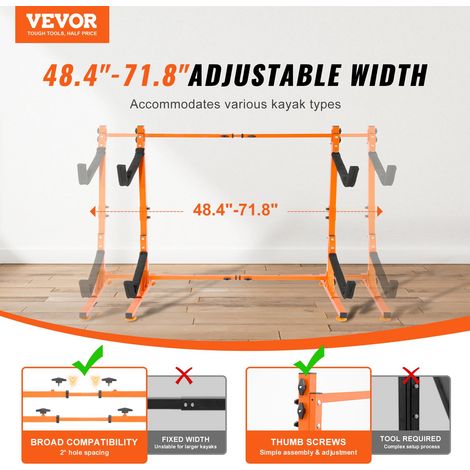 Support pour Kayak Autoportant, Porte-kayak Capacité 2PCs Canoë Paddle SUP, Rack pour Planche à Pagaie en Acier Robuste avec Bras R… (1/5)