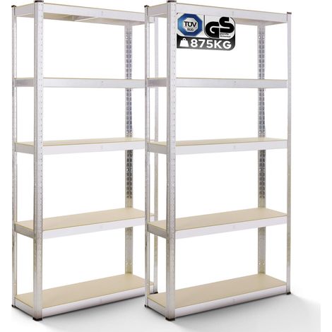 Arebos – Rayonnage emboîtable pour charges lourdes 180x90x40 cm – 5 étagères réglables – Capacité 875 kg – Montage sans outil (1/5)