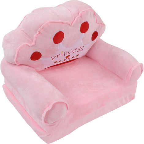 Canapé pliable pour enfants 2 en 1, lit mignon ouvert pour salon chambre à coucher, motif couronne, couches roses (1/5)