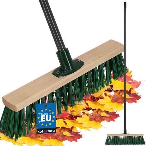 ® Balai Brosse - Bois de Hêtre - 40 cm - Vert - Balai Extérieur - Brosse pour Terrasse - Poils Durs - avec un Manche en Métal (1/5)