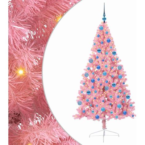 Künstlicher vorbeleuchteter Weihnachtsbaum Rosa 180 cm PVC vidaXL