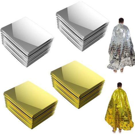 Lot de 4 Couvertures de Survie Rutilisables 210 x 160 cm Thermiques pour Froid et Chaleur Parfaites pour couleurs multipl LARGEIGHT (1/4)