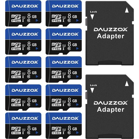 Lot de 10 Cartes Micro SD 8Go UHS-I U1 C10 80Mo/s avec Adaptateurs (1/5)