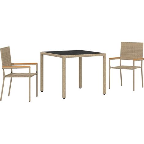 Maison Exclusive - Set da Pranzo per Giardino 3 pcs Beige polyrattan (1/5)