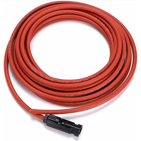 2 x câble d'extension PV, pv1 - f 6.0mm², 1m/câble, connecteur mc4 IP67, 14awg (noir + rouge) pour panneaux solaires photovoltaïques, etc. (1/4)