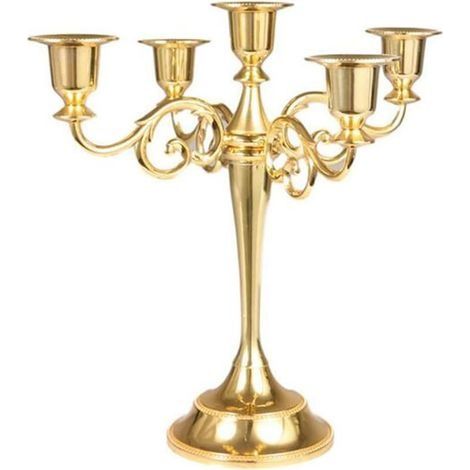 Bougeoir Chandelier 5 Branches en métal Style d'Européen Chandelier de Mariage Candélabre pour Noël Cadeau d'anniversaire Décor à La Maison (1/3)