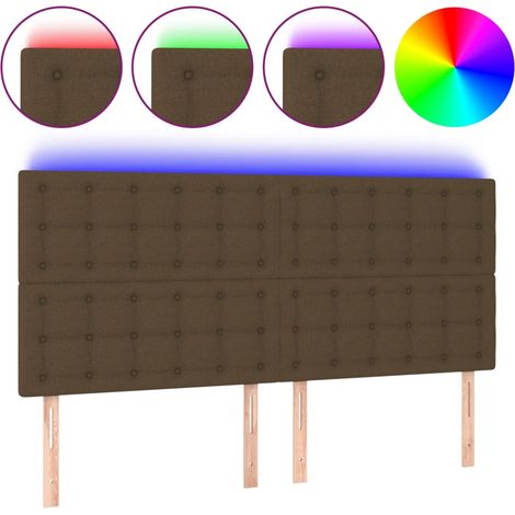 Tête de lit,Panneau décoratif à LED Marron foncé 180x5x118/128 cm Tissu CFW2707401 (1/5)