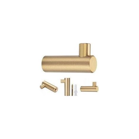 Juego de 4 ganchos de pared de latón cepillado, 38 mm x 12 mm, color dorado. Ganchos para toallas y abrigos para baño, perchero, colgadores de toallas (en forma de L). (1/5)