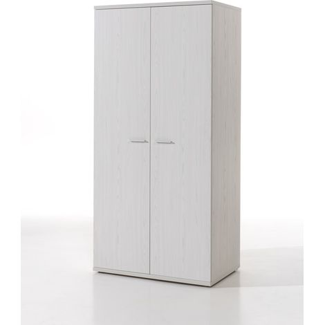 Armadio robusto per la camera dei bambini con 2 ante a battente collezione OLVENA colore bianco effetto legno (1/2)
