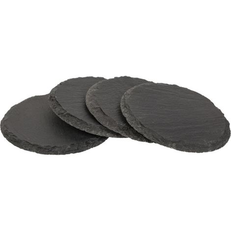 4 x Schiefer Untersetzer Rund Ø 10 cm