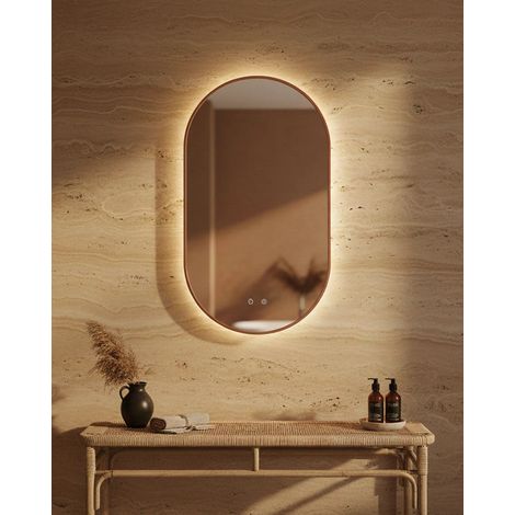 Specchio 90x50 retroilluminato 3 Led oro rosa spazzolato Pisa (1/3)