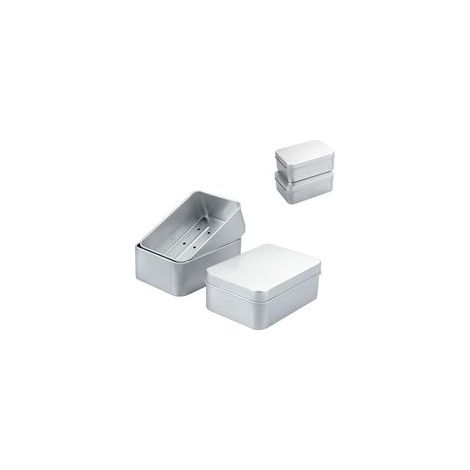 Jabonera de 3 piezas de 180 ml, diseño de doble capa, de aluminio, con tapa y rejilla de drenaje. (1/4)