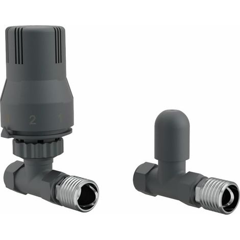 Warmehaus Anthracite Straight Thermostatic Radiator Valves 15mm