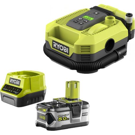 Confezione RYOBI compressore d'aria 18V R18MI-0 - 1 batteria 5.0Ah - 1 caricatore rapido RC18120-150
