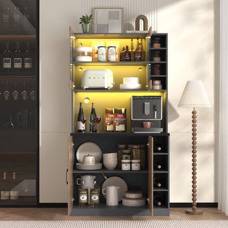 Sideboard (100x47x187 cm), Sideboard mit LED, Kabelmanagement, verstellbaren Einlegeböden (1/5)