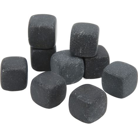 Lot de 9 galets en basalte pour rafraîchir whisky, cognac et vin - Réutilisables avec sac - Cadeau idéal pour amateur de spiritueux (1/5)