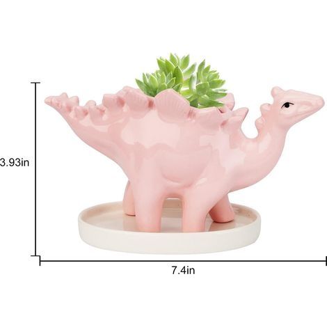 Sukkulenten-Keramiktopf, Dinosaurier-Pflanztopf, Kaktus-Blumentöpfe mit Untersetzer, Mini-Tier-Keramiktopf für drinnen, Büro, Zuhause, Garten (1/3)