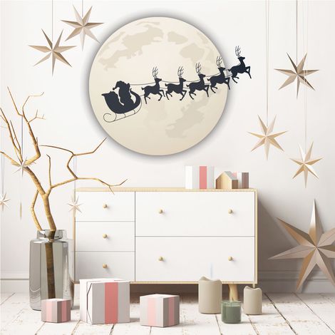 Sticker Noël père noël au clair de la lune - Autocollants stickers adhésifs noël - décoration fêtes - 20x25cm (1/5)