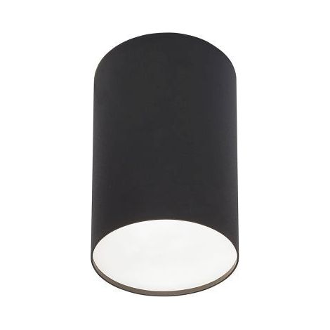 Deckenleuchte Aufputz rund D: 12.7 cm Schwarz Modern Metall E27 Spot Lampe Deckenlampe