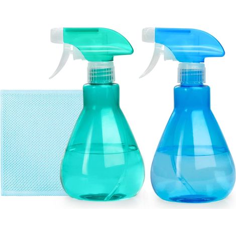 Lot de 2 flacons vaporisateurs vides pour nettoyage, jardinage, coiffure - 500 ml (bleu et vert)
