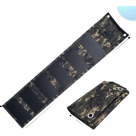 Caricabatterie solare, uscita USB, leggero e portatile, mimetico a 6 pieghe (1/2)