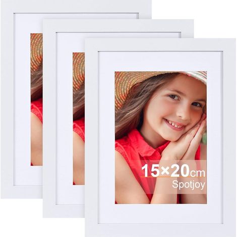 Spotjoy Fotorahmen Holzrahmen 15x20cm 3er-Set Weiß mit Passepartouts (1/5)