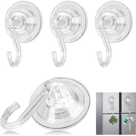 Crochet Ventouse Réutilisable Puissant Étanche Transparent Amovible Ventouse Avec Crochet pour Carrelage de Douche Fenêtre de Salle Bain Porte en Verre Cuisine (1/5)
