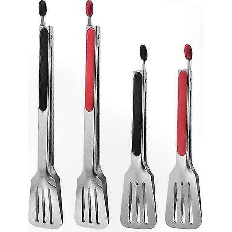 Pince à barbecue antiadhésive en acier inoxydable, spatule de cuisine robuste pour la cuisson, outil de grillade durable (noir) (1/5)