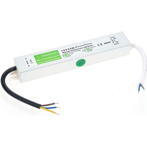 Pilote LED étanche IP67 interrupteur transformateur d'alimentation adaptateur AC 90 V-250 V vers DC 12 V 24 W sortie basse tension pour bande lumineuse extérieure, panneau lumineux. (1/5)