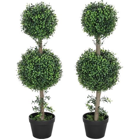 Set di 2 piante artificiali di bosso 91,6 cm con vaso e protezione UV (1/5)