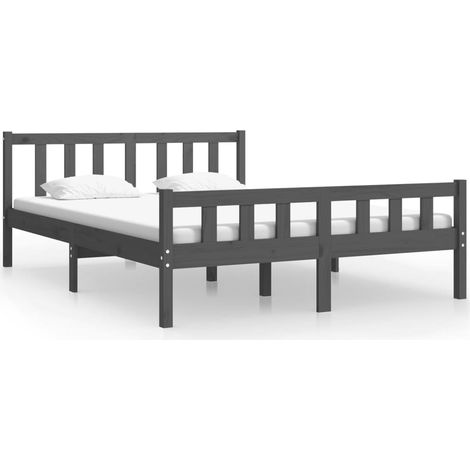 Maison Exclusive - Massivholzbett Grau 140x190 cm