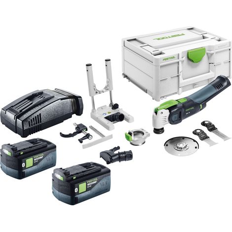 Kit de base Festool OSC 18 E - Oscillateur sans fil 18 V Starlock Max Brushless + 2 batteries 5,0 Ah + chargeur rapide + Systainer